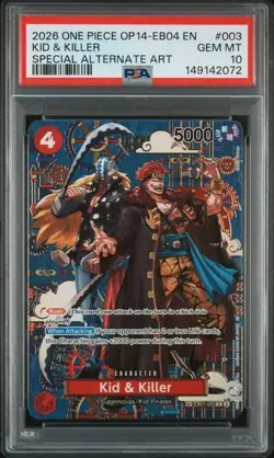 ONE PIECE KID & KILLER 2026 OP14-EB04- #003 SPECIAL ALT ART PSA 10 - Image 1