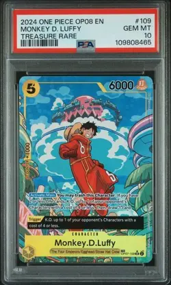 2024 ONE PIECE OP08-TWO LEGENDS TREASURE RARE #109 MONKEY D. LUFFY PSA 10 - Image 1