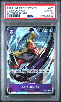 ONE PIECE ZORO-JUUROU 2023 OP05-AWAKENING OF THE NEW ERA ALT ART #067 PSA 10 - Image 1
