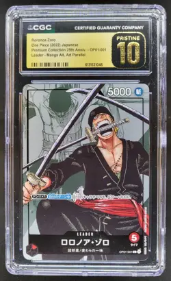 2022 ONE PIECE JP RORONOA ZORO LEADER MANGA ALT ART OP01-001 CGC 10 PRISTINE PT - Image 1