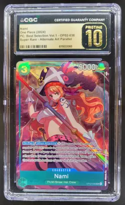 2024 ONE PIECE NAMI SUPER RARE ALT ART OP02-036 CGC 10 PRISTINE PT - Image 1