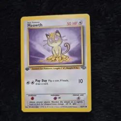 1ST EDITION Meowth 56/64 LP -Vintage Pokemon Card- Jungle (7q) - Image 1