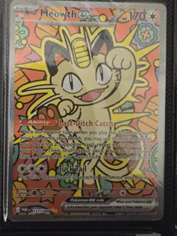 meowth ex full art foil pokemon card 121/088 170hp 2016 ex rule - Image 1