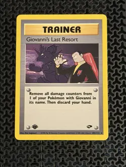 Pokemon TCG Giovanni's Last Resort Trainer 1st Edition 105/132 Gym Challenge - Image 1