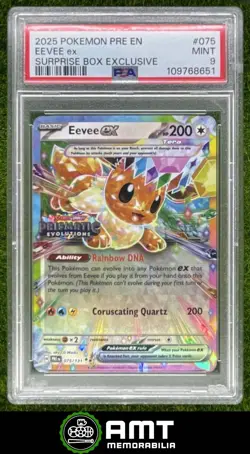 Eevee ex PSA 9 2025 Pokemon Prismatic Evolutions Promos Surprise Box 075/131 651 - Image 1