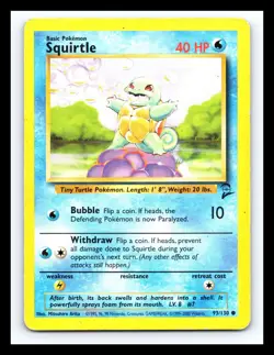 💥 SQUIRTLE | Pokemon TCG 2000 | (Base Set 2 ) Non Holo Foil Vintage # 93/130 - Image 1