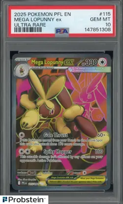 2025 Pokemon PFL EN #115 Mega Lopunny ex Ultra Rare PSA 10 GEM MINT - Image 1