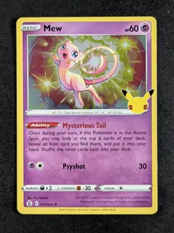 2021 Pokemon MEW #011/025 Celebrations Unlimited Holo Rare English - Image 1
