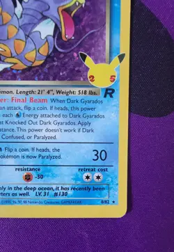 Dark Gyarados #8/82 Celebrations Holo Rare 25th Anniversary Pokemon TCG - Image 5