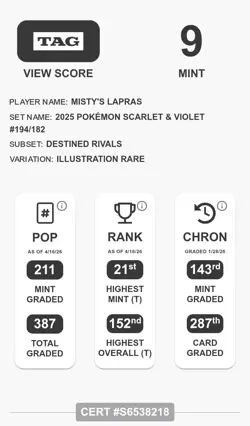 Misty's Latias 194/182. Destined Rivals 2025 Pokemon TCG. TAG 9 - Image 3