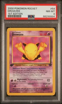 Drowzee 54 1st Edition Pokemon Rocket PSA 8 - Image 1