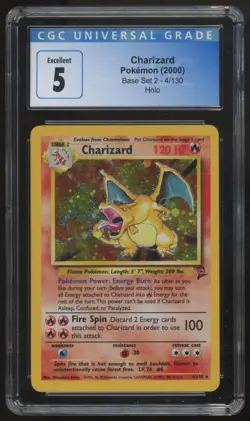 2000 Pokemon Charizard Base Set 2 Holo #4 CGC 5 - Image 1