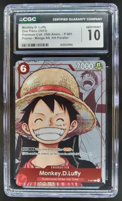 2023 ONE PIECE MONKEY D. LUFFY PROMO MANGA ALT ART P-001 25TH ANNIV CGC 10 PT - Image 1