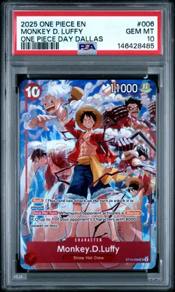 2025 ONE PIECE MONKEY D. LUFFY ONE PIECE DAY DALLAS PROMOS #006 PSA 10 - Image 1