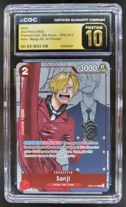2022 ONE PIECE SANJI 25TH ANNIV RARE MANGA ALT ART OP01-013 CGC 10 PRISTINE PT - Image 1