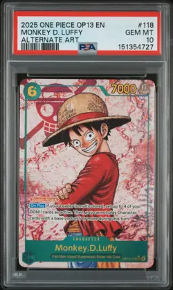2025 ONE PIECE MONKEY D. LUFFY AA OP13-CARRYING ON HIS WILL #118 PSA 10 - Image 1