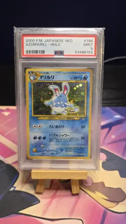 PSA 9 MINT Azumarill 2000 Japanese Neo Genesis 184 Holo Rare Pokemon Card - Image 1