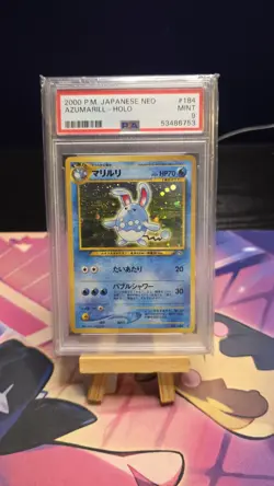 PSA 9 MINT Azumarill 2000 Japanese Neo Genesis 184 Holo Rare Pokemon Card - Image 2