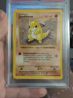 1999 Unlimited Base SHADOWLESS Pokemon Card - SANDSHREW 62/102 PSA 9 - Image 1