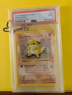 1999 Unlimited Base SHADOWLESS Pokemon Card - SANDSHREW 62/102 PSA 9 - Image 3