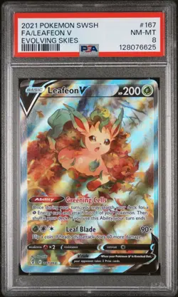 Pokemon TCG Leafeon V 167/203 Evolving Skies Alternate Art Rare PSA 8 - Image 1