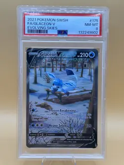 2021 Pokemon SWSH FA/ Glaceon V Evolving Skies #175 PSA 8 - Image 1
