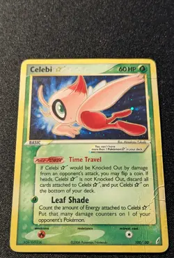 Pokemon EX CRYSTAL GUARDIANS - #100/100 Celebi Gold Star - Holo - ENG - Damaged - Image 4