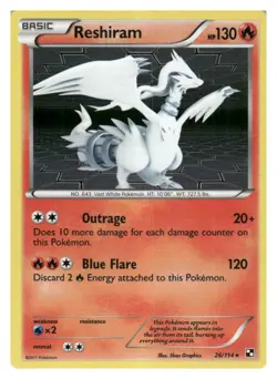 Reshiram 26/114 Holo Rare Black & White Pokemon Lightly Played - Image 1