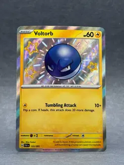 Pokemon - 133/091 Voltorb SV PAF Paldean Fates Shiny Rare Holo NM TCG - Image 1