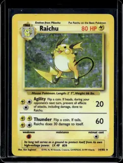 Pokemon Base Set Raichu Holo 14/102 - Image 1