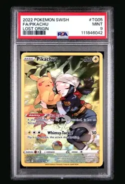 2022 POKEMON SWORD & SHIELD LOST ORIGIN #TG05 FULL ART/PIKACHU PSA 9 MINT - Image 1