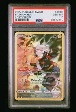 2022 POKEMON SWORD & SHIELD LOST ORIGIN #TG05 FULL ART/PIKACHU PSA 10 - Image 1