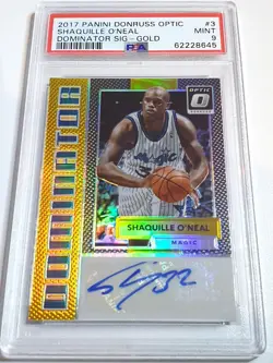 2017 Donruss Optic Shaquille O'Neal AUTO GOLD /10 Signature - PSA 9 (POP 1) - Image 1