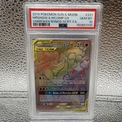 PSA 10 Marshadow Machamp GX #221 Secret Rare Pokemon Unbroken Bonds English Gem - Image 1