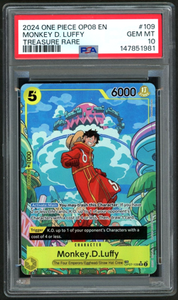 ONE PIECE MONKEY D. LUFFY 2024 OP08-TWO LEGENDS TREASURE RARE #109 PSA 10 - Image 1