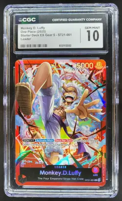 2025 ONE PIECE MONKEY D. LUFFY LEADER ST21-001 CGC 10 PT - Image 1