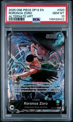 ONE PIECE RORONOA ZORO 2025 OP12-LEGACY OF THE MASTER ALTERNATE ART #020 PSA 10 - Image 1