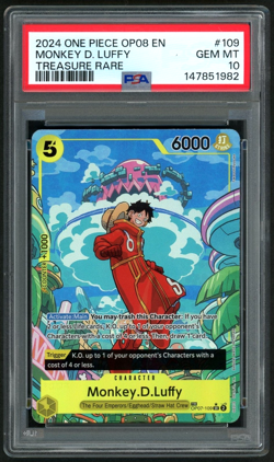 ONE PIECE MONKEY D. LUFFY 2024 OP08-TWO LEGENDS TREASURE RARE #109 PSA 10 - Image 1