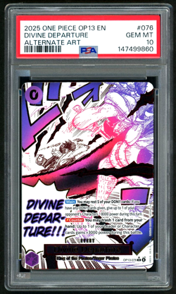 ONE PIECE DIVINE DEPARTURE 2025 OP13-CARRYING ON HIS WILL ALT ART #076 PSA 10 - Image 1