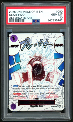 ONE PIECE GEAR TWO 2025 OP11-A FIST OF DIVINE SPEED ALTERNATE ART #080 PSA 10 - Image 1