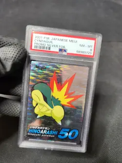 2001 Pokemon Meiji Cyndaquil Promo Silver Holo Foil Japanese Graded Card PSA 8 - Image 2