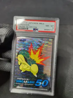 2001 Pokemon Meiji Cyndaquil Promo Silver Holo Foil Japanese Graded Card PSA 8 - Image 3