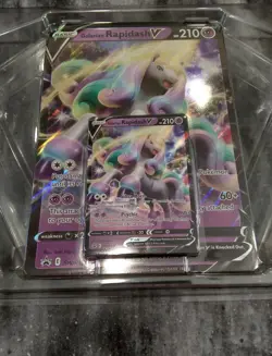 Galarian Rapidash V 210 Foil Promo OVERSIZE Card PLUS Pokemon Card 3 CARDS MINT - Image 1