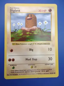 Pokemon Shadowless Diglett LP Base Set 47/102 Card TCG - Image 1