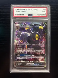 PSA 9 Umbreon GX 80/149 Pokemon Sun & Moon 2017 Full Art FA Base Set Mint #80 - Image 1