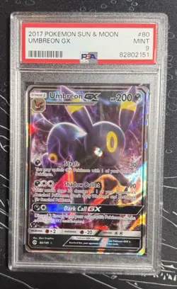 PSA 9 Umbreon GX 80/149 Pokemon Sun & Moon 2017 Full Art FA Base Set Mint #80 - Image 1