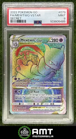 Mewtwo VSTAR PSA 9 2022 Pokemon Sword Shield Pokemon GO Secret #079/078 5485 - Image 1