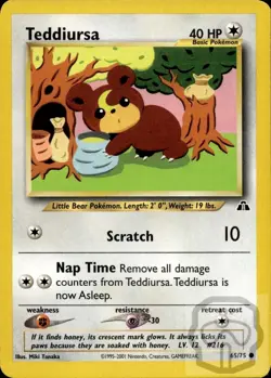 Teddiursa 65/75 C Neo Discovery Pokemon Unlimited NM/M - Image 3