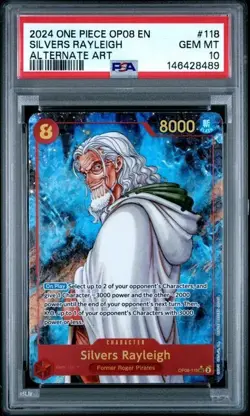 ONE PIECE SILVERS RAYLEIGH 2024 OP08-TWO LEGENDS ALTERNATE ART #118 PSA 10 - Image 1