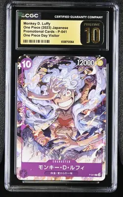 ✨ CGC 10 Pristine One Piece Monkey D. Luffy P-041 Promo Day Visitor Jpn - Image 1